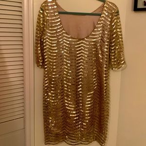 You need this Cute, gold, sequin holiday dress